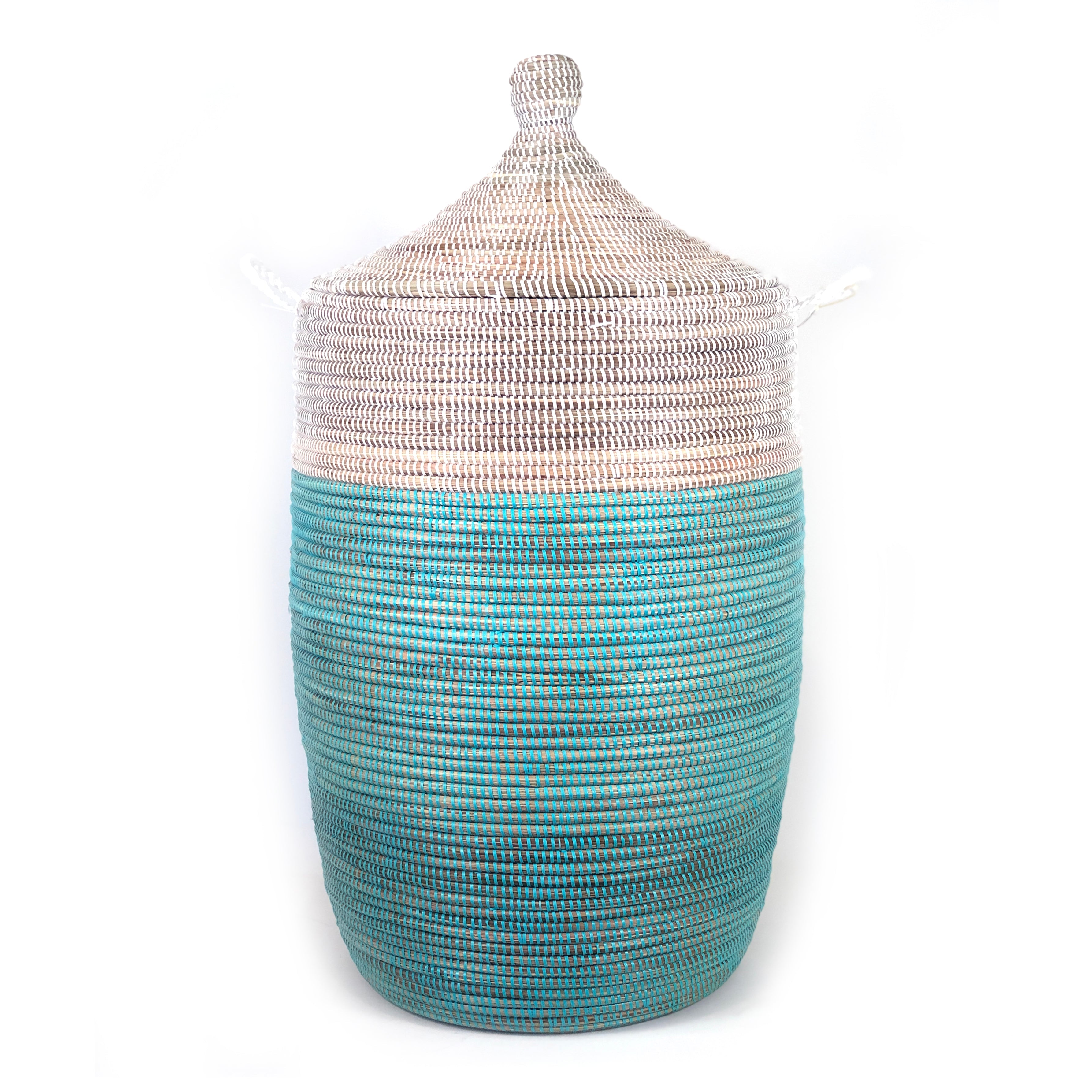 Large Two-Tone Basket - Turquoise & White
