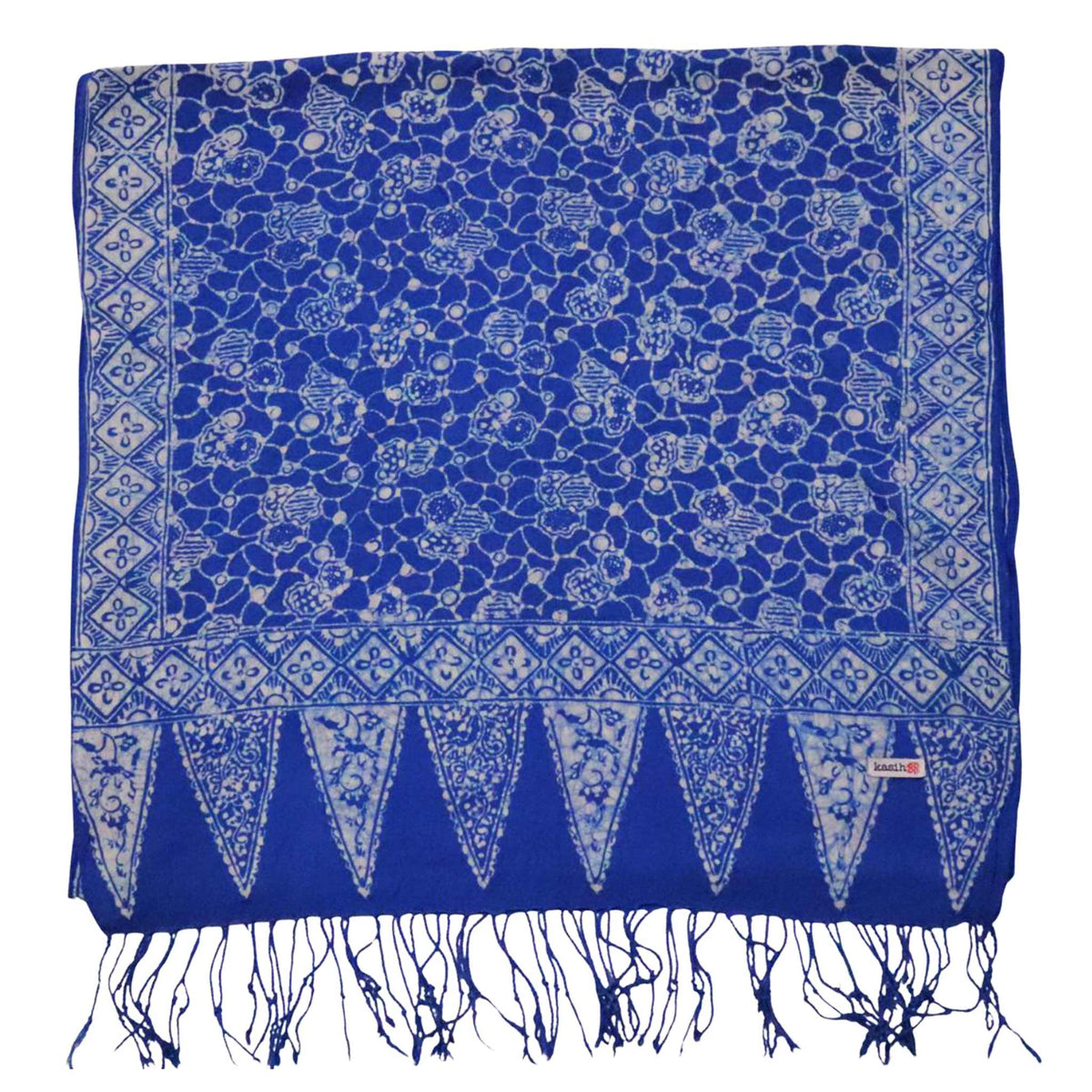 Handmade Batik Scarf - Boulder Blue, Light Blue & White