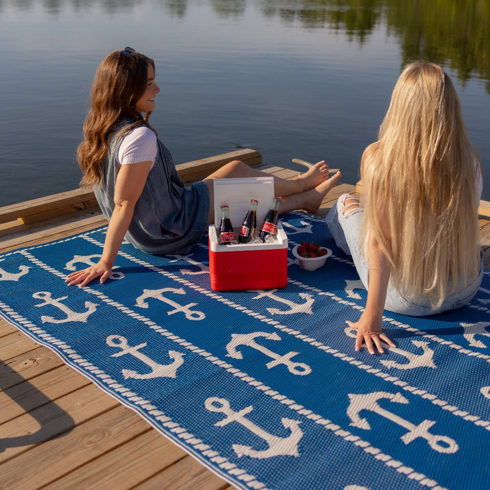 Blue & White Anchor Rug