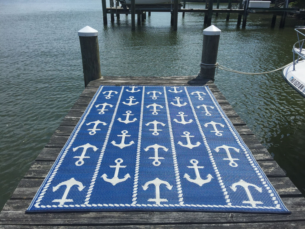 Blue & White Anchor Rug