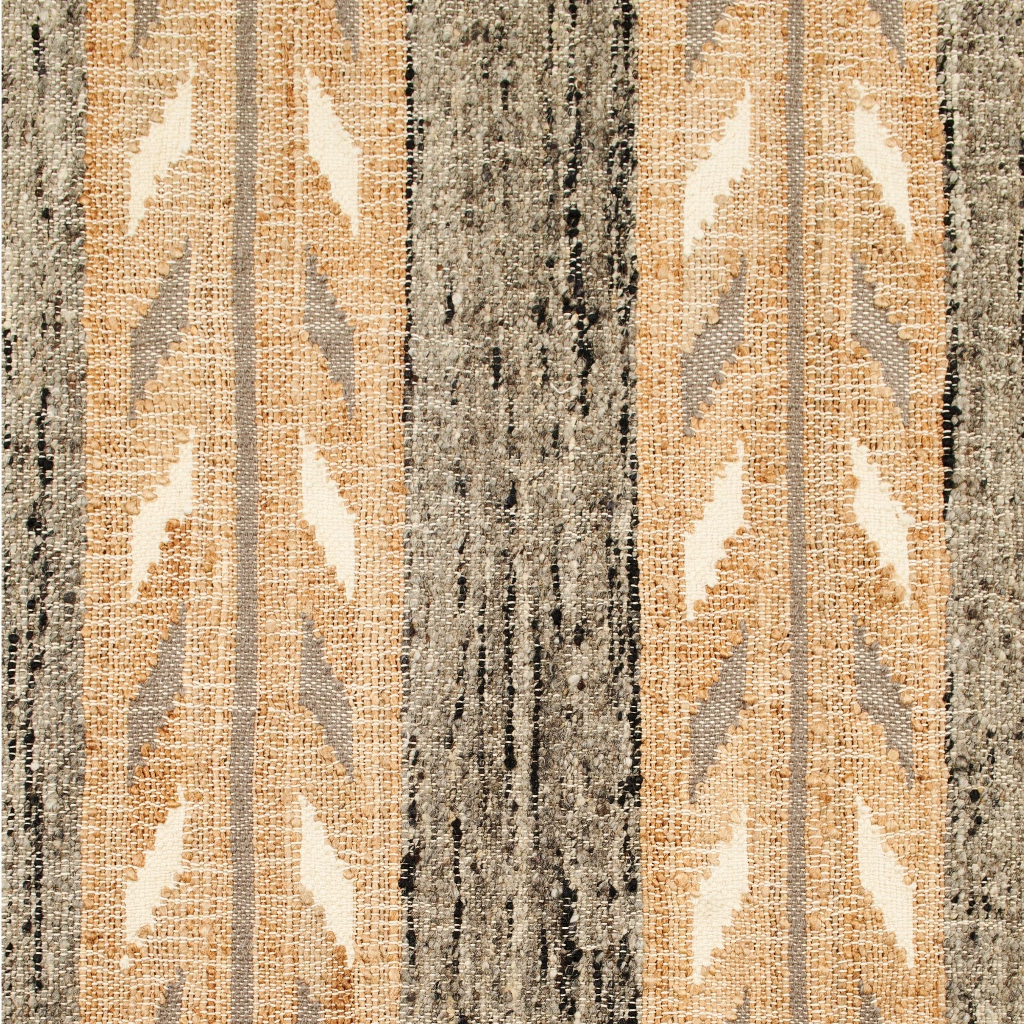 Uneven Arrows Hand Woven Wool Jute Rug - Earthy Hues