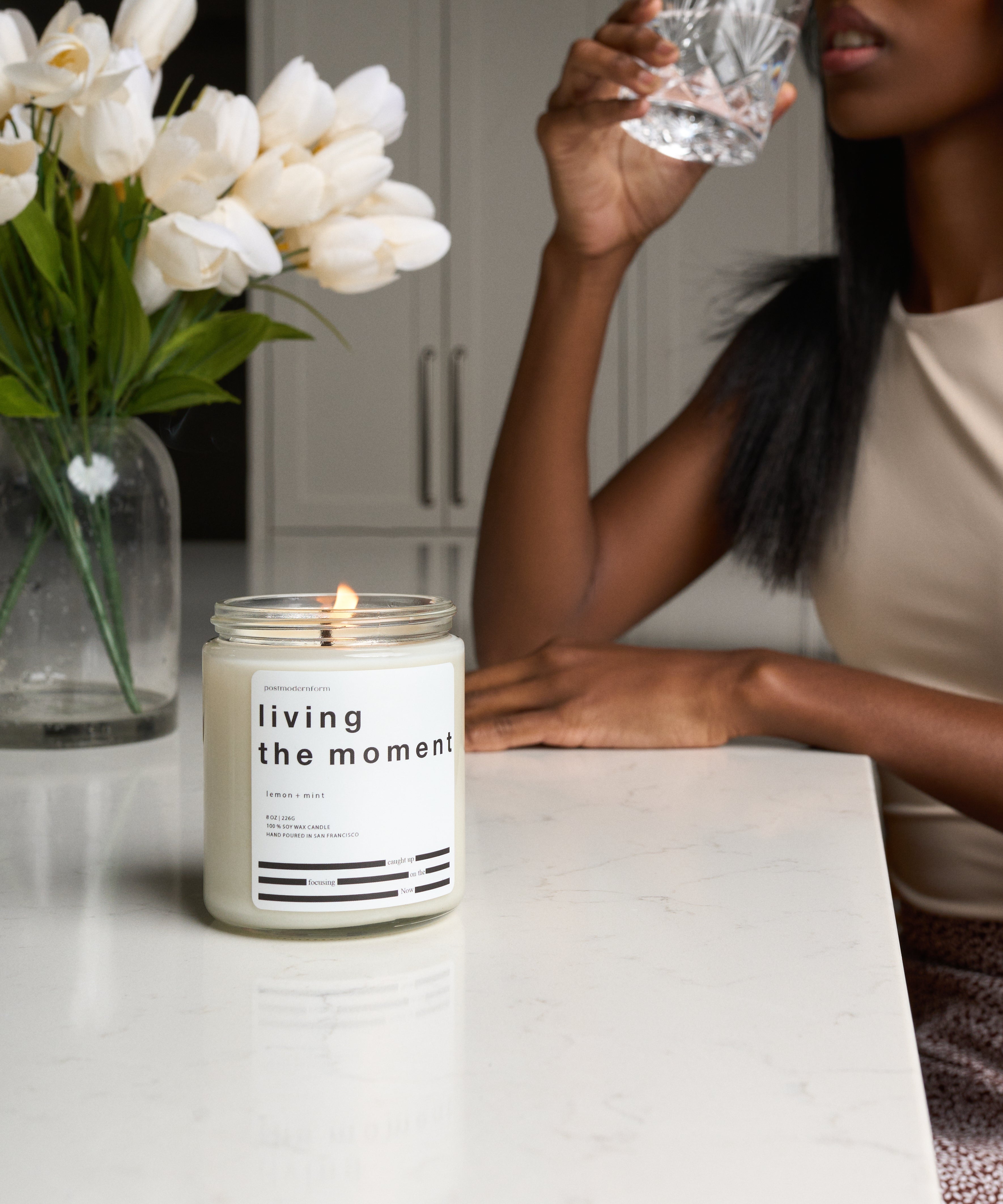 'Living the Moment' Candle - Lemon & Mint