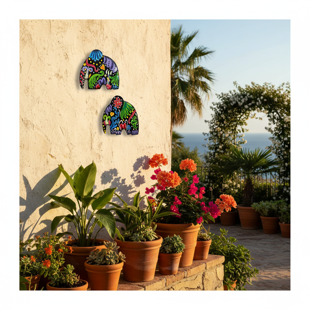 Vivid Small Elephants (Set of 2)
