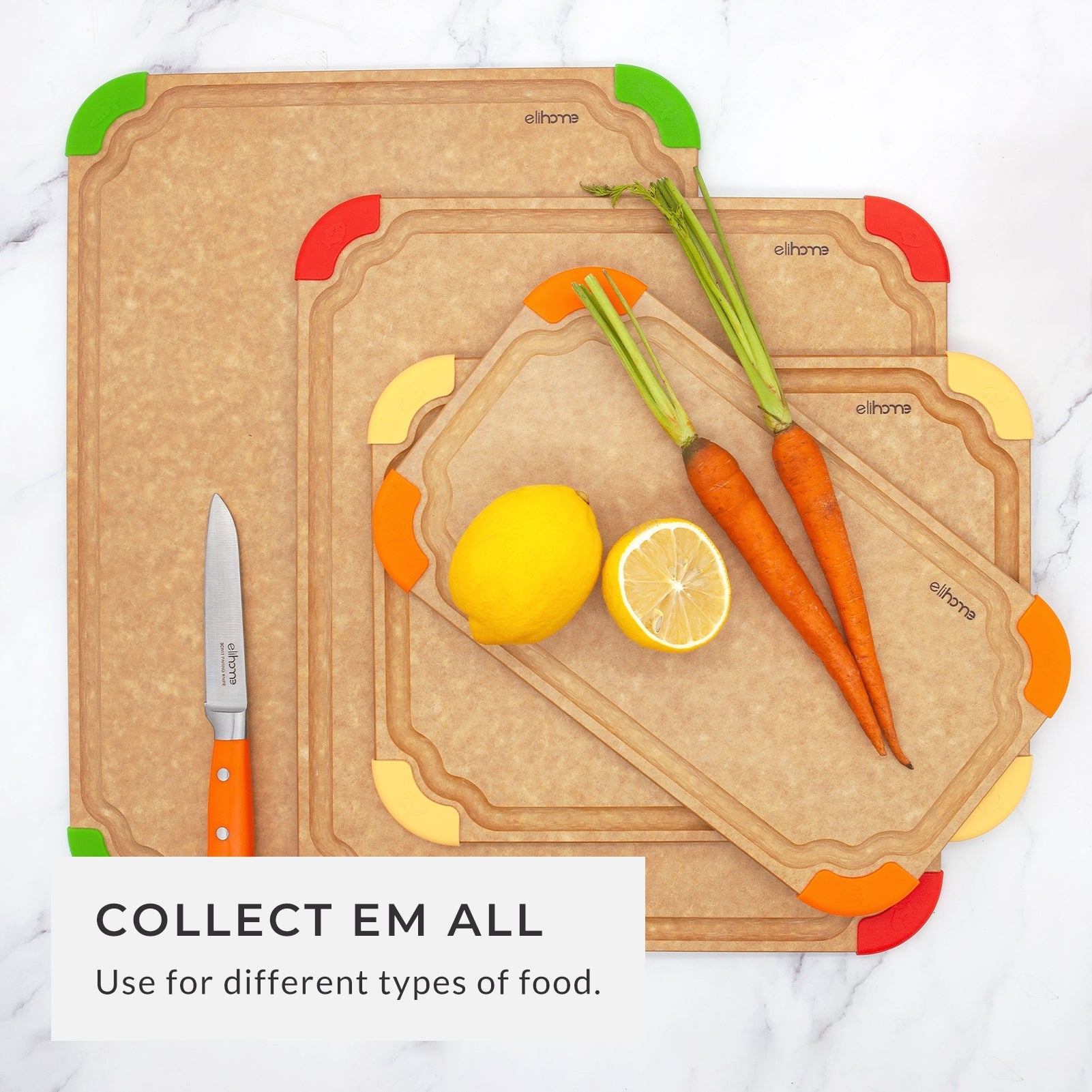 Premium Series Cutting Board - Non Slip & Color Code - Large (12 x 16 x 1/4 )