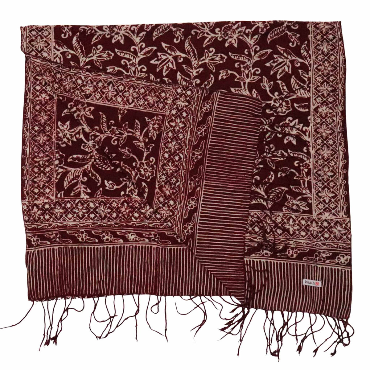 Handmade Batik Scarf - Red, White & Burgundy
