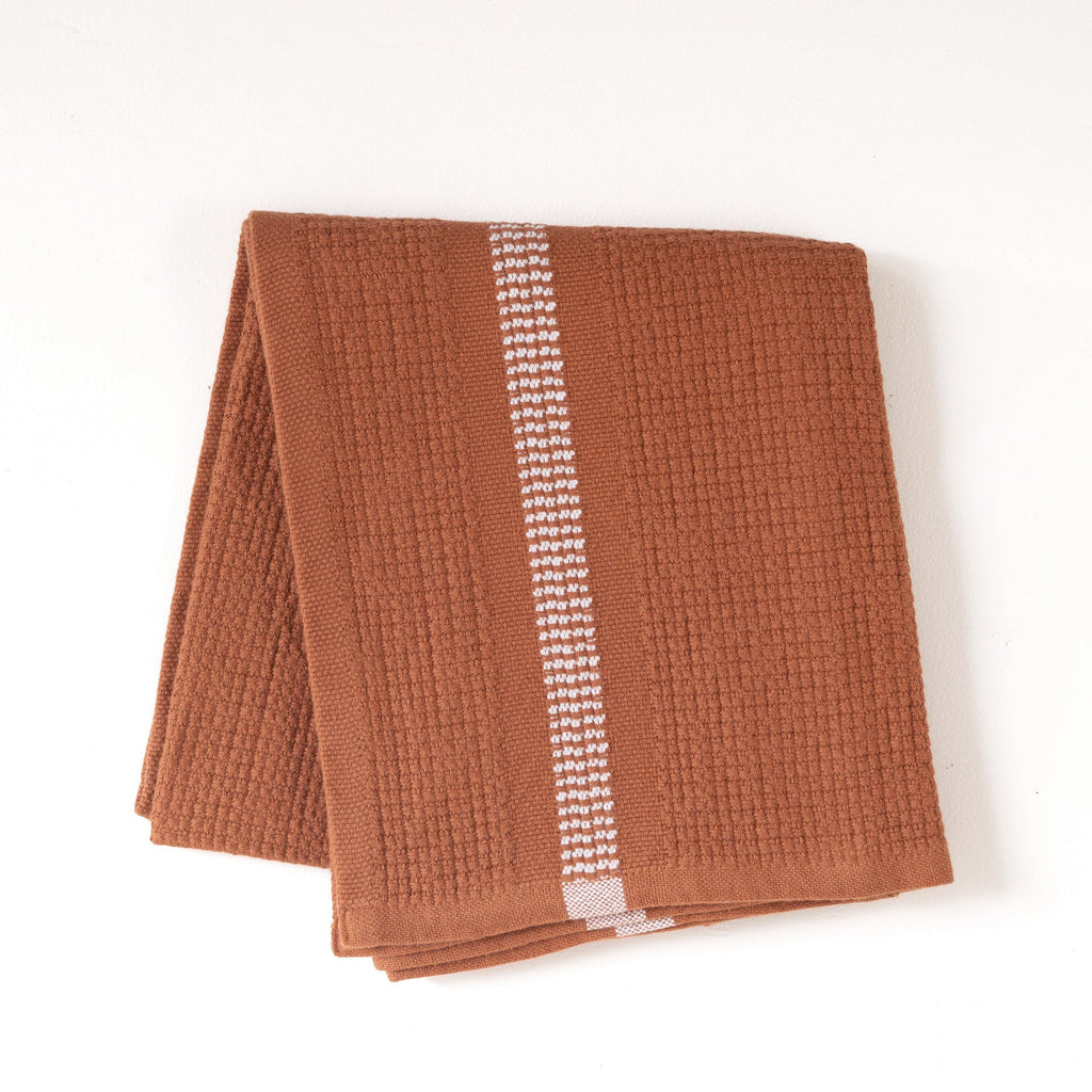 Organic Block Rib Hand Towel - Russet