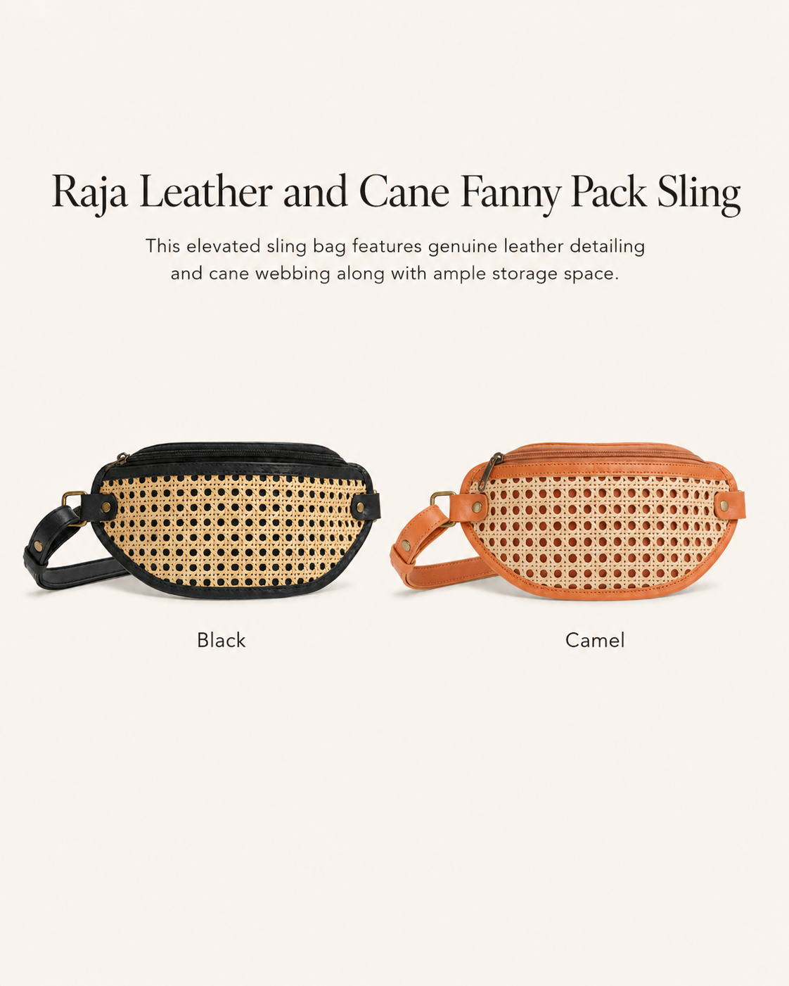 Raja Leather & Cane Sling Bag