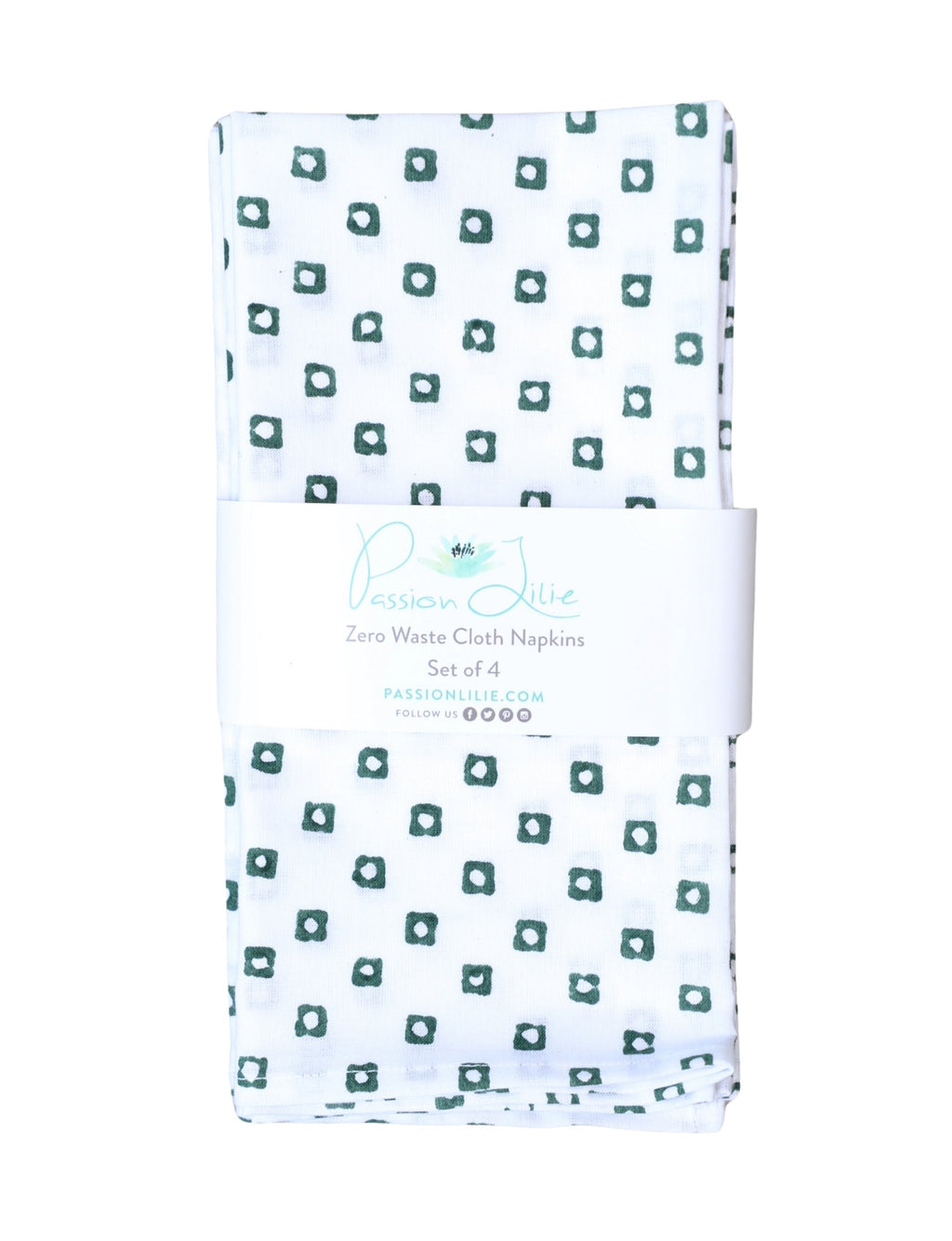 Cloth Napkins- Green Squares (Set of 4)