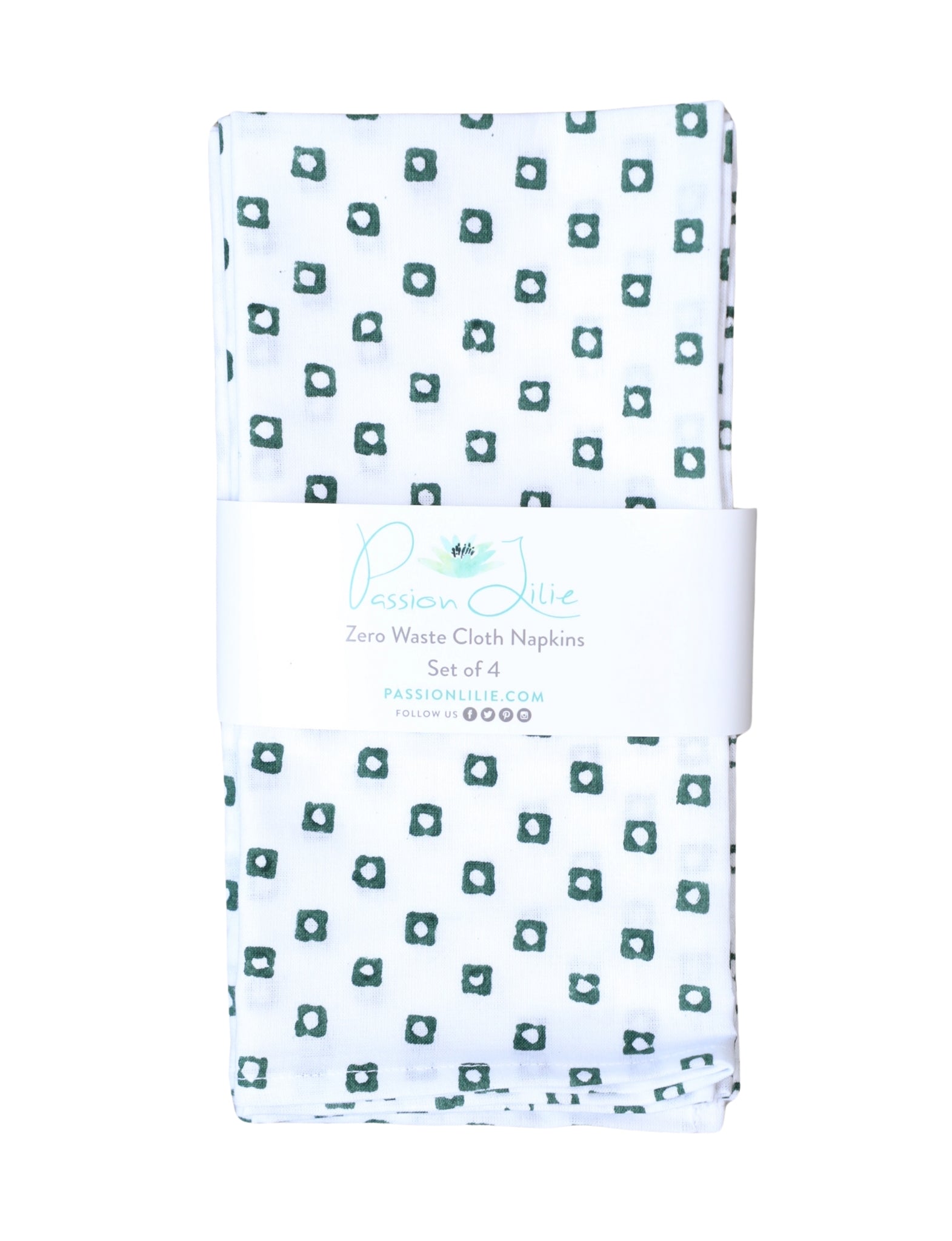 Cloth Napkins- Green Squares (Set of 4)