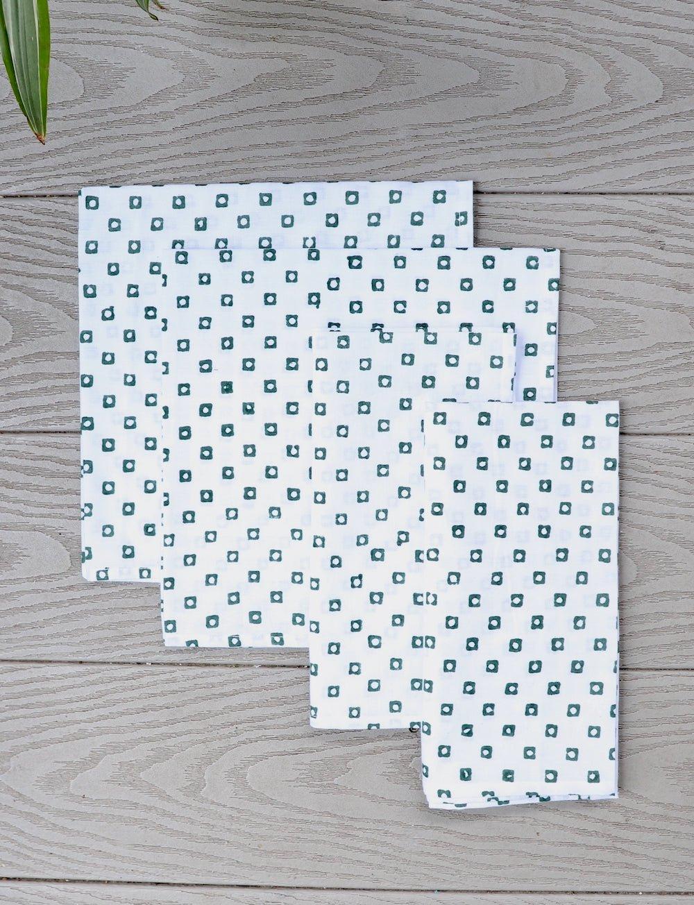 Cloth Napkins- Green Squares (Set of 4)