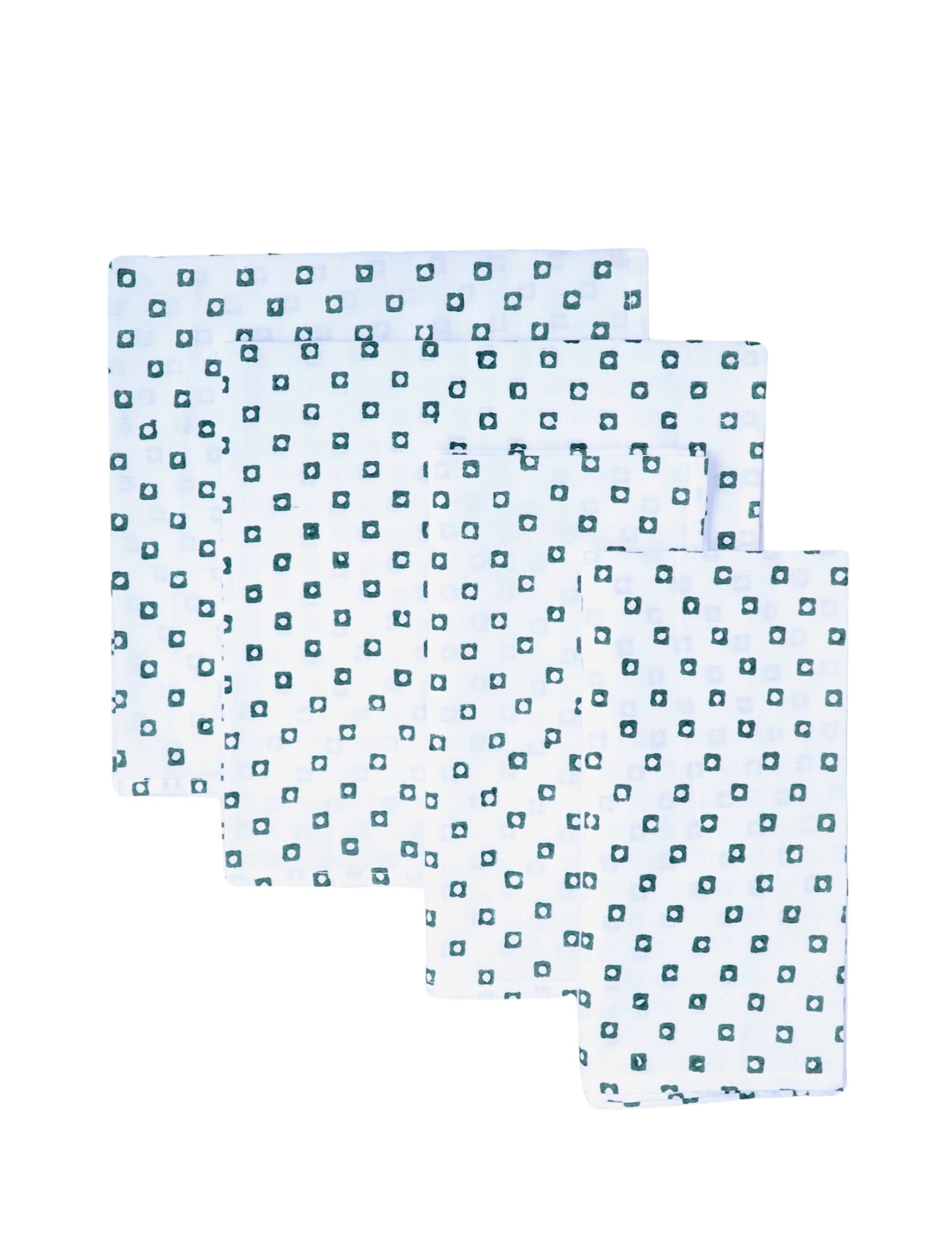 Cloth Napkins- Green Squares (Set of 4)