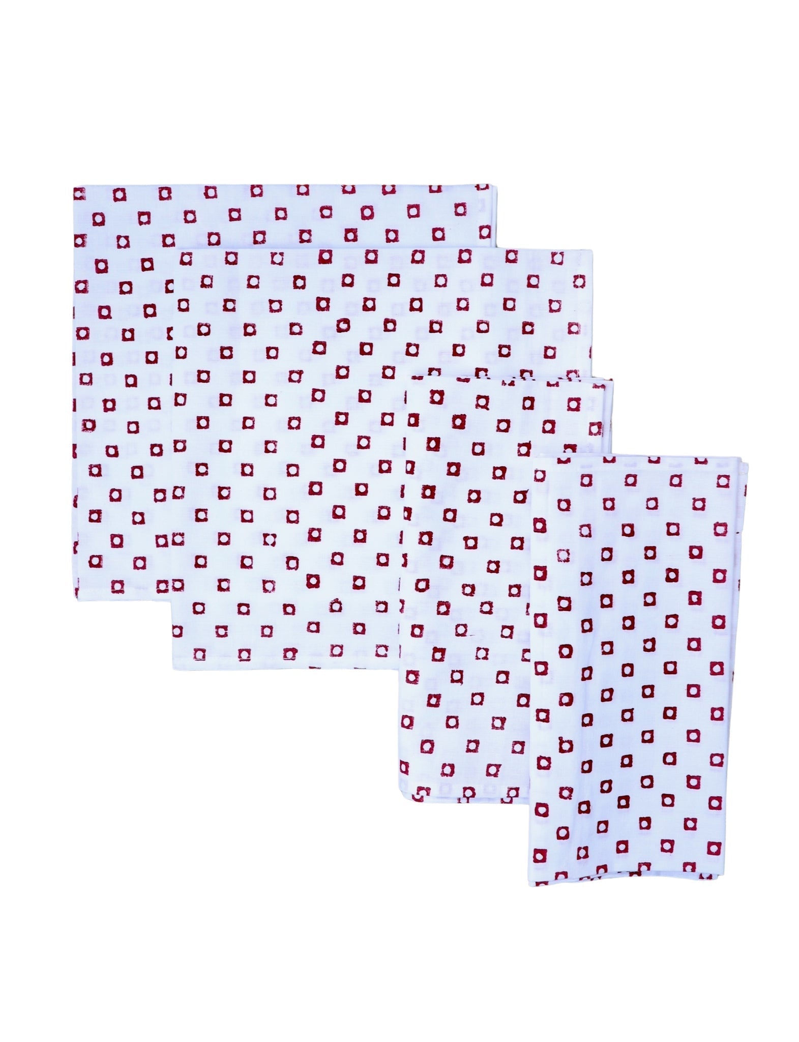 Cloth Napkins - Red Squares (Set of 4)