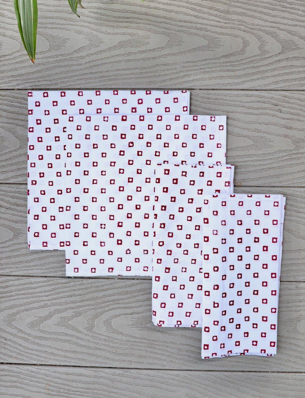 Cloth Napkins - Red Squares (Set of 4)