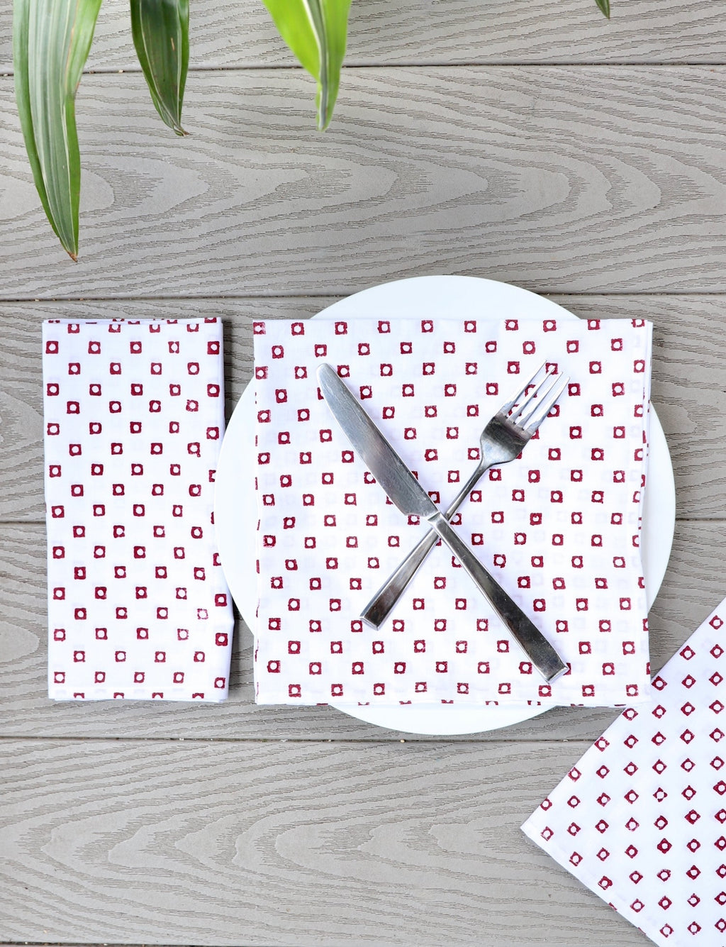 Cloth Napkins - Red Squares (Set of 4)
