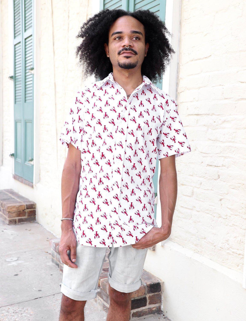 Crawfish Organic Cotton Men's Button Down Shirt