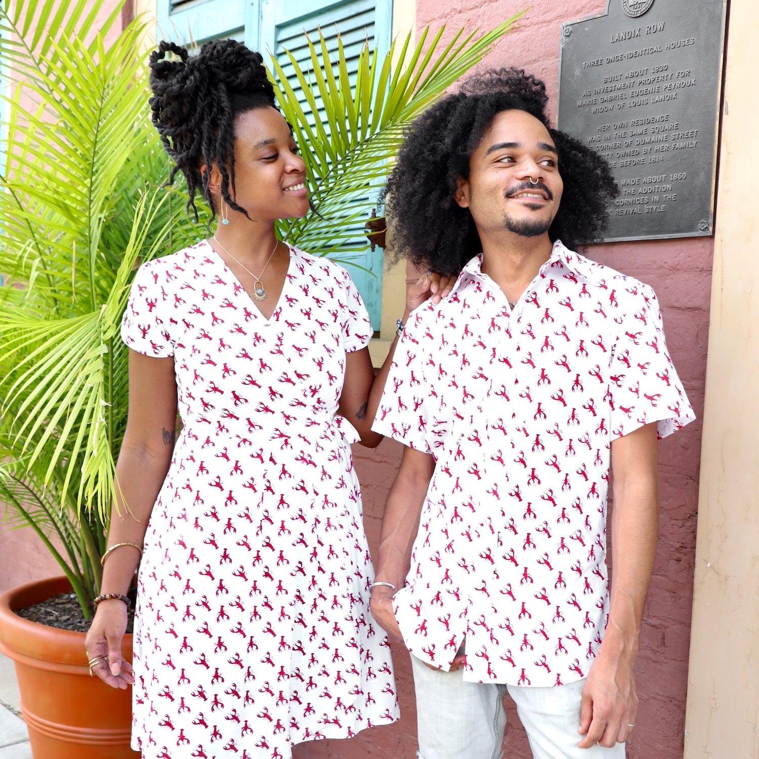 Crawfish Organic Cotton Men's Button Down Shirt