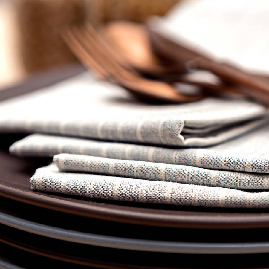 Grey Striped Cotton Napkin (Set of 4)