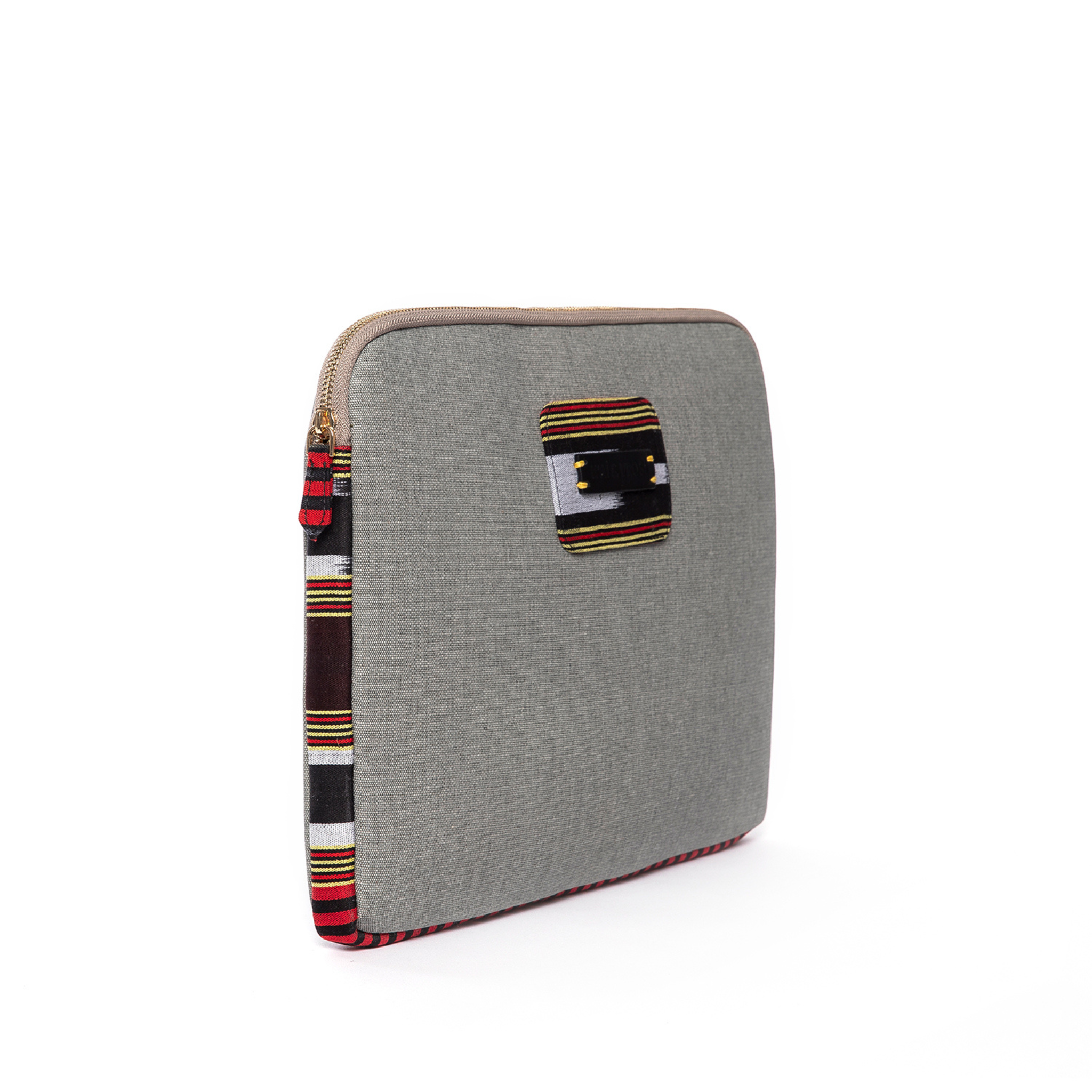 Zipped Patterned Gray Canvas Laptop Case for 13" & 14"