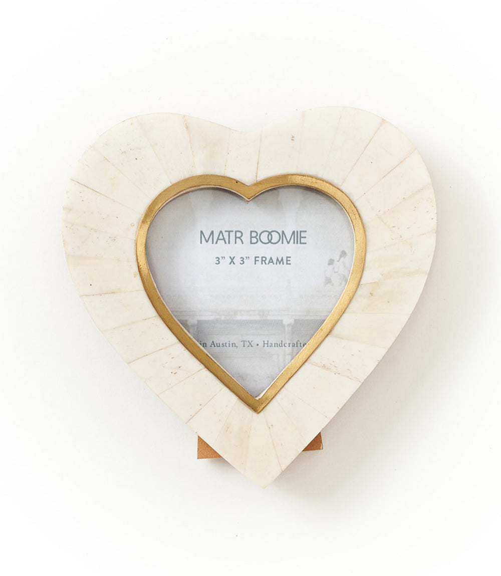 Mukhendu Handmade Heart Cream Picture Frame (3x3)