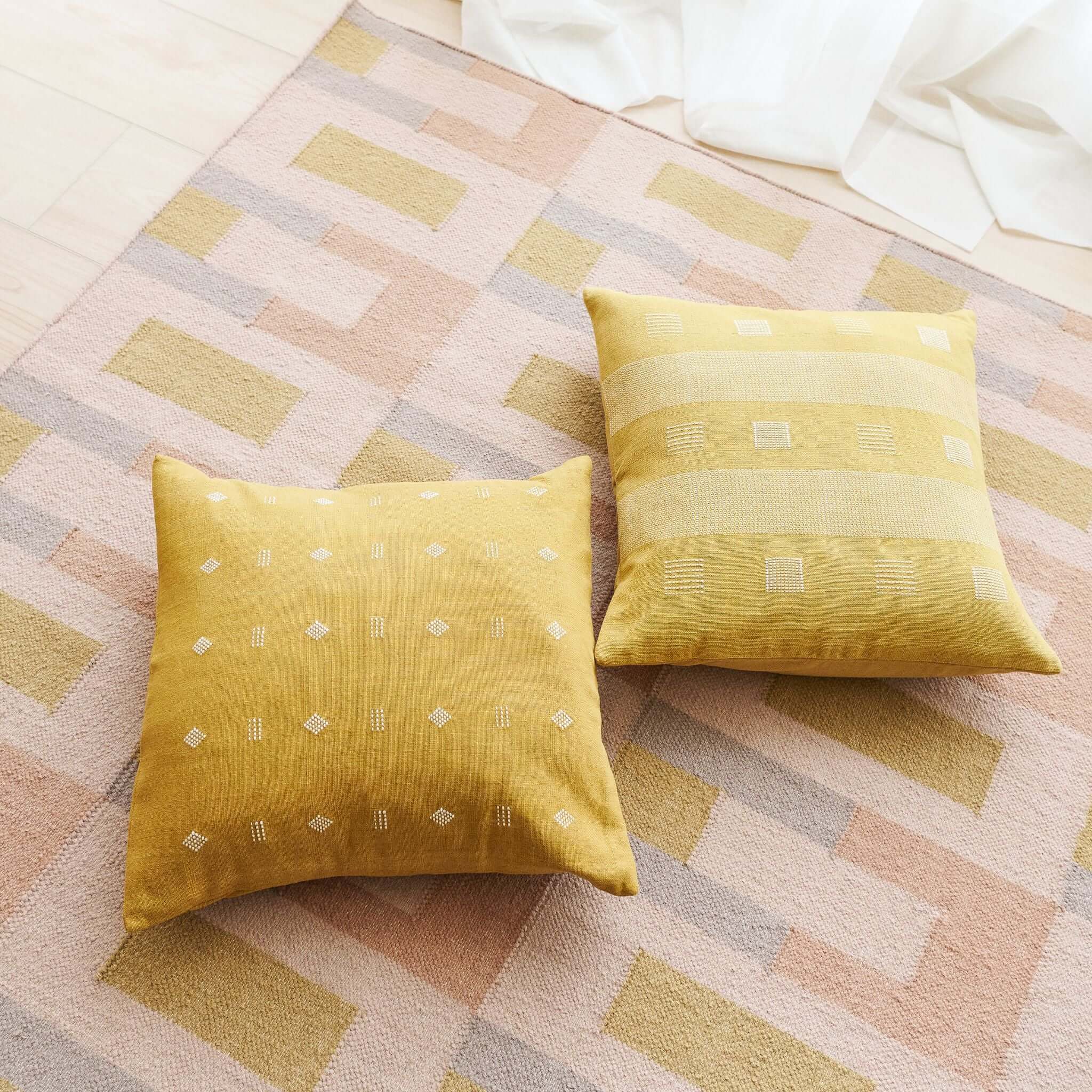 Nira Ochre Hand Spun Organic Cotton Handloom Pillow Cover
