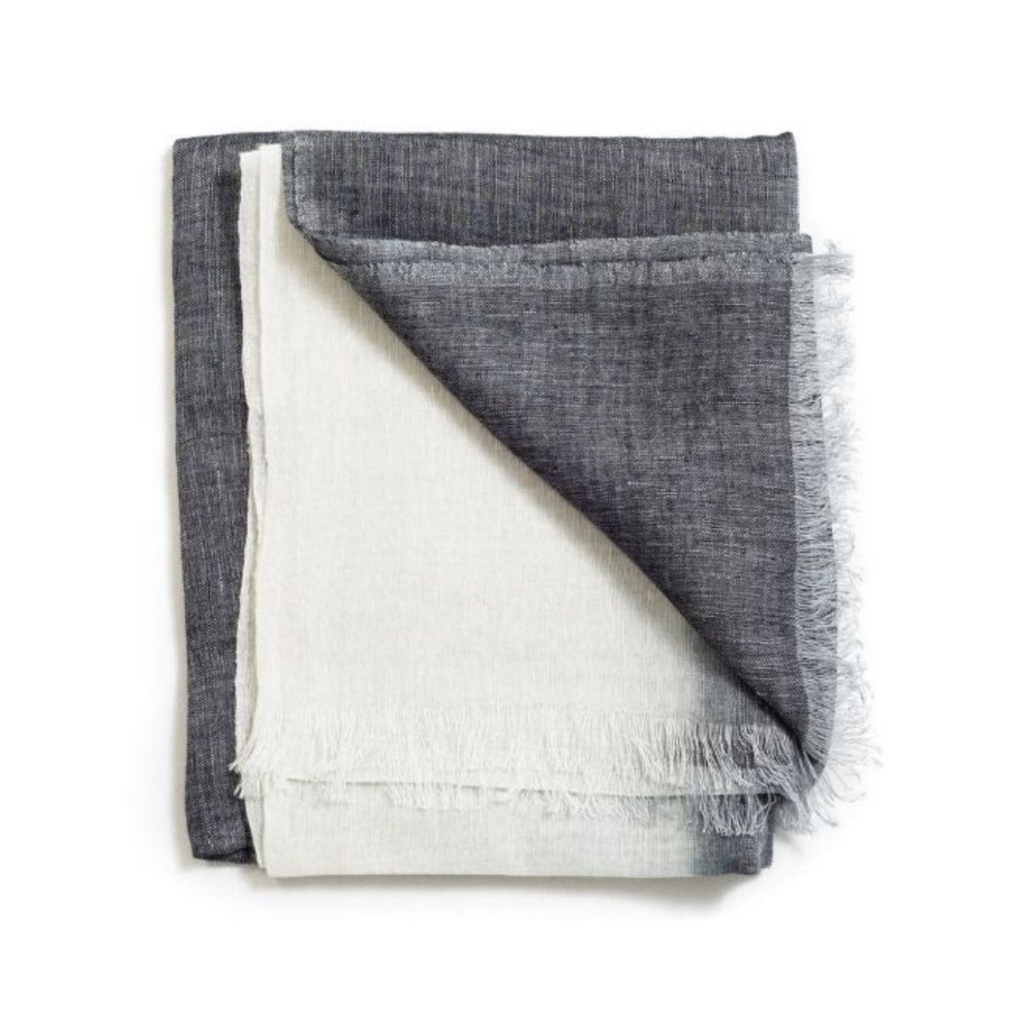 Granite Black White Ombre Linen Silk Handloom Scarf