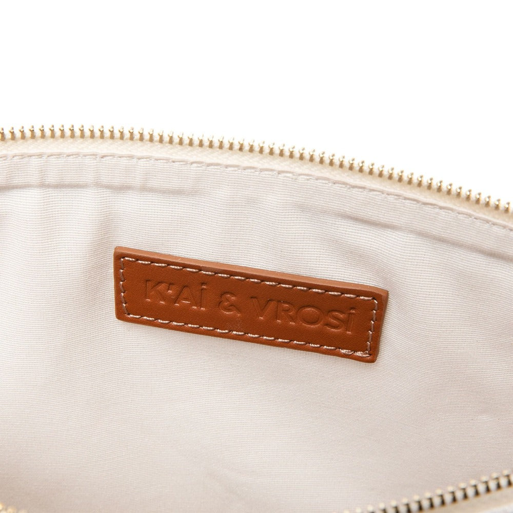 Antiochia Tobacco Calfskin & Handloomed Fabric Clutch