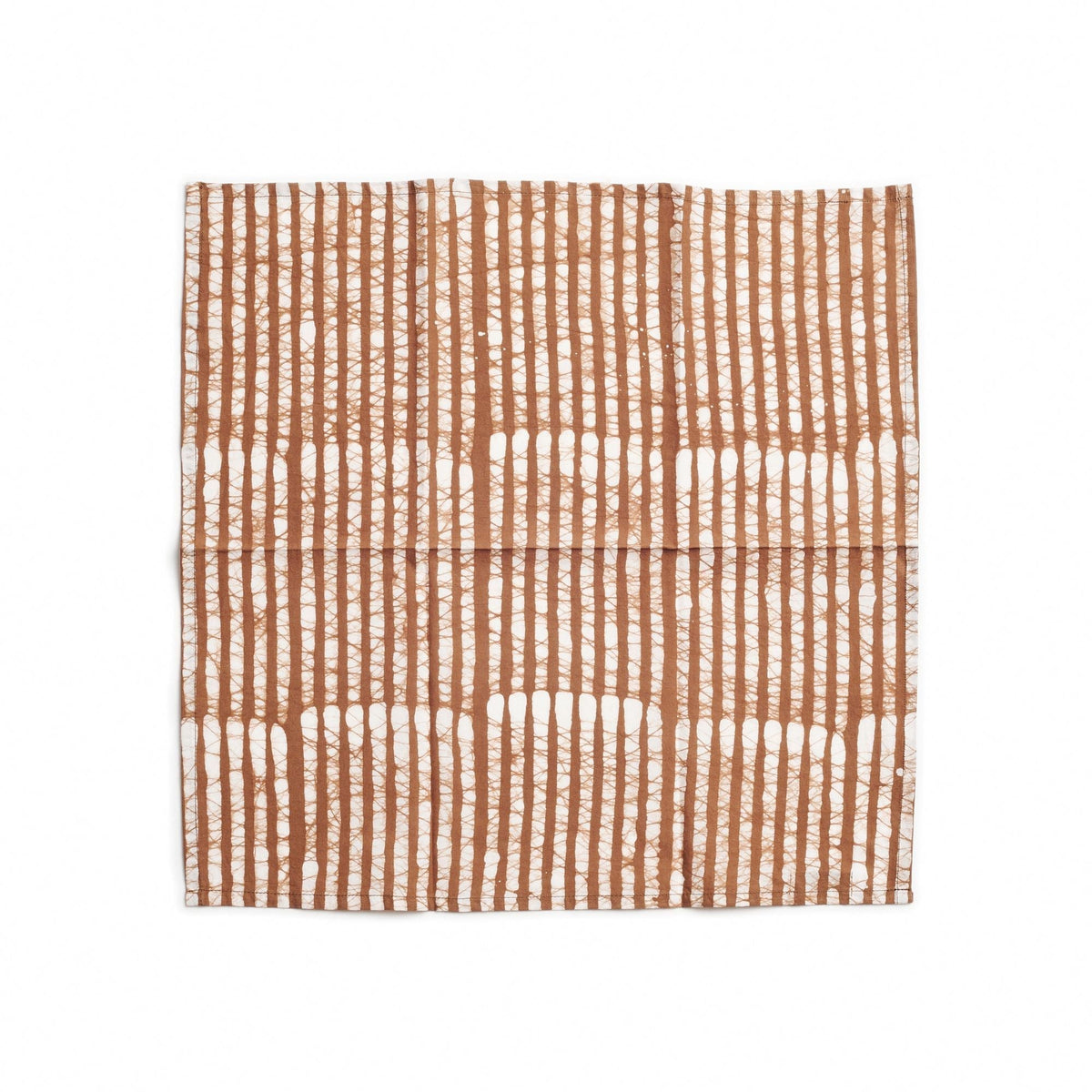 Oak Brown Stripes Wax Block Print Cotton Table Napkin Set