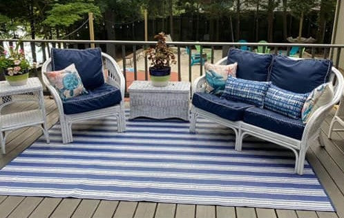 Vertical Stripe Blue & White Rug