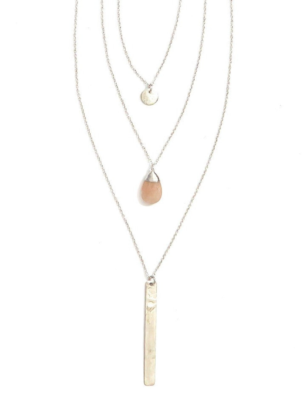 Triple Strand Multi-Way Pendant Necklace - Silver