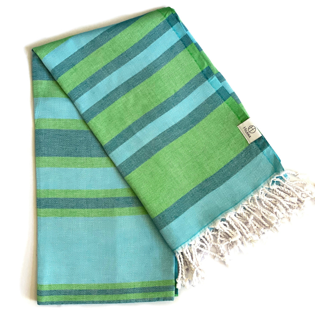 Samara Striped Sustainable Turkish Towel - Green