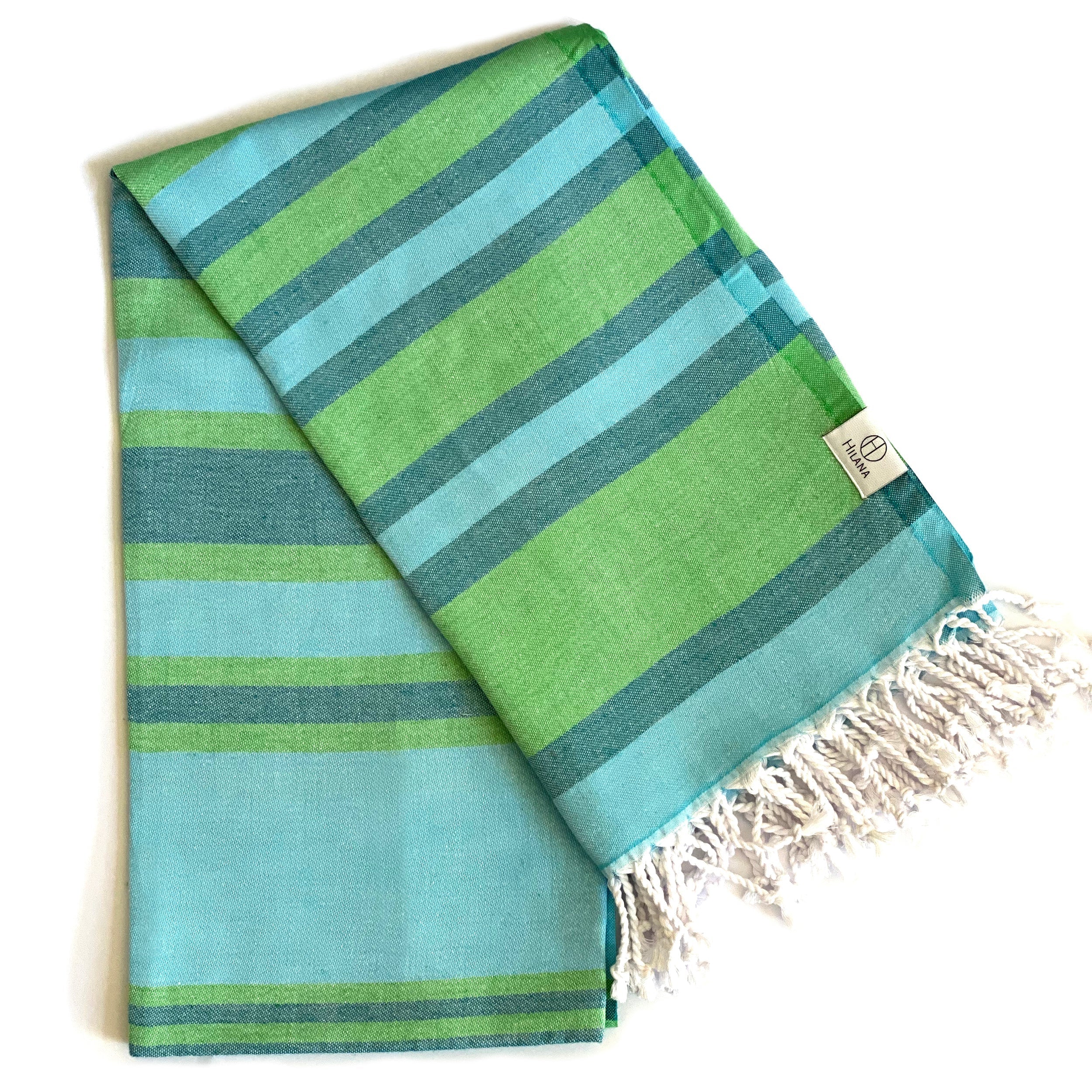 Samara Striped Sustainable Turkish Towel - Green