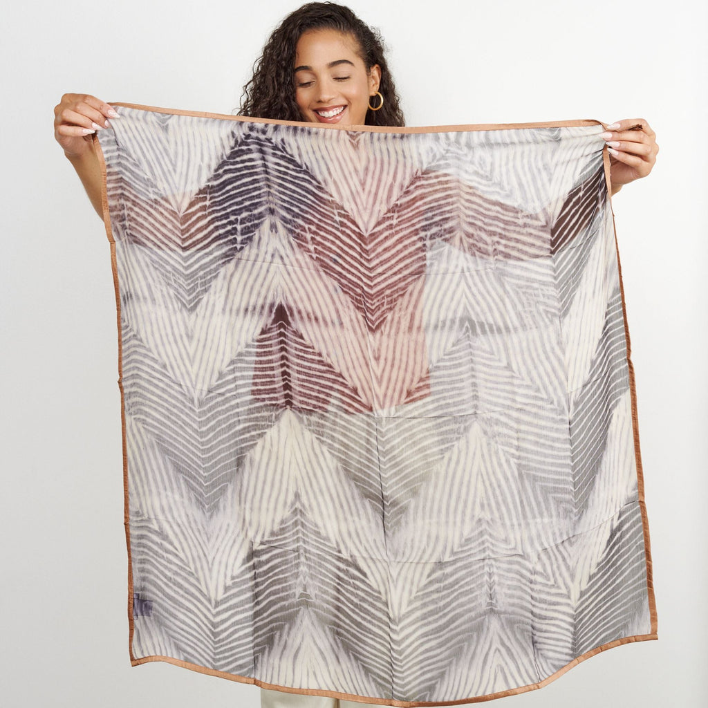 Samu Handcrafted Shibori Print Silk Chiffon Scarf