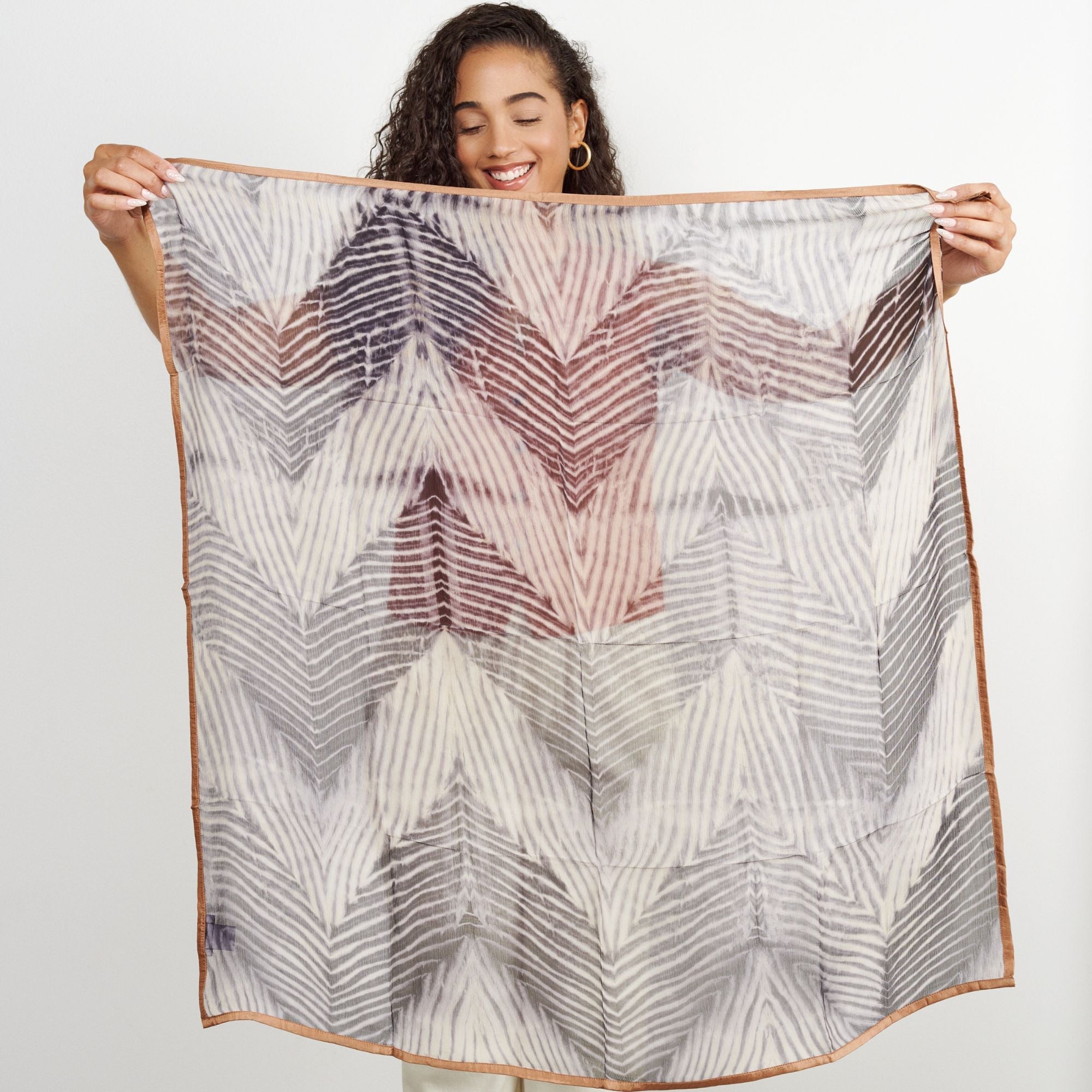 Samu Handcrafted Shibori Print Silk Chiffon Scarf