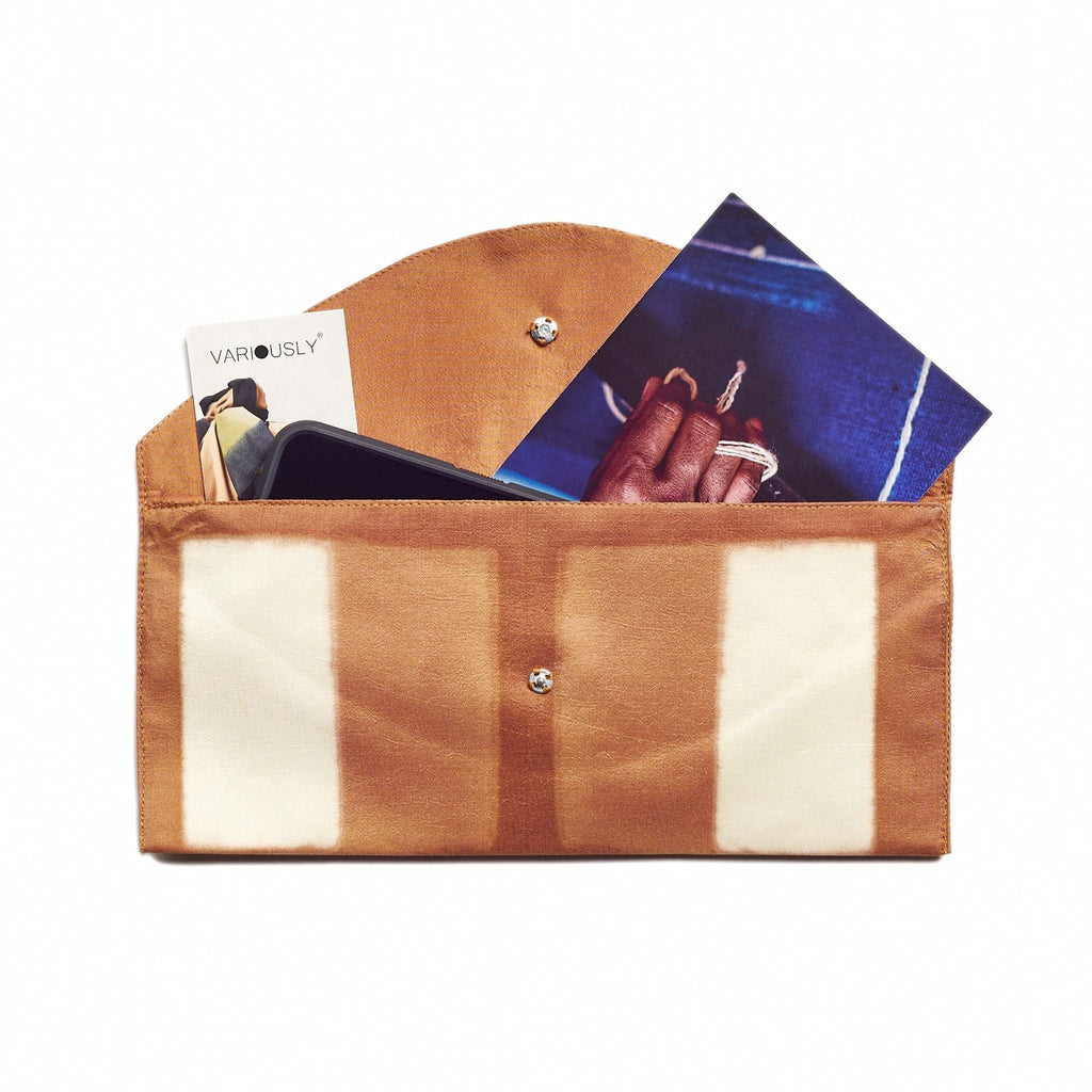 Melo Gold Mulberry Silk Shibori Hand Crafted Envelope Pouch
