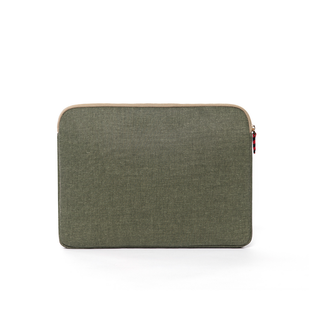 Zipped Green Canvas Laptop Case for 13" & 14"