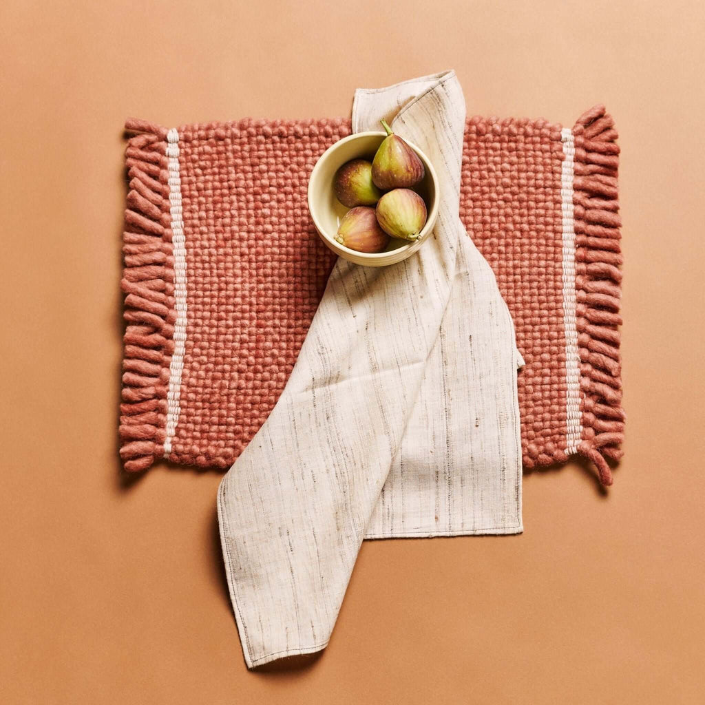 Kora Off White Peace Silk Handloom Napkin (Set of 4)