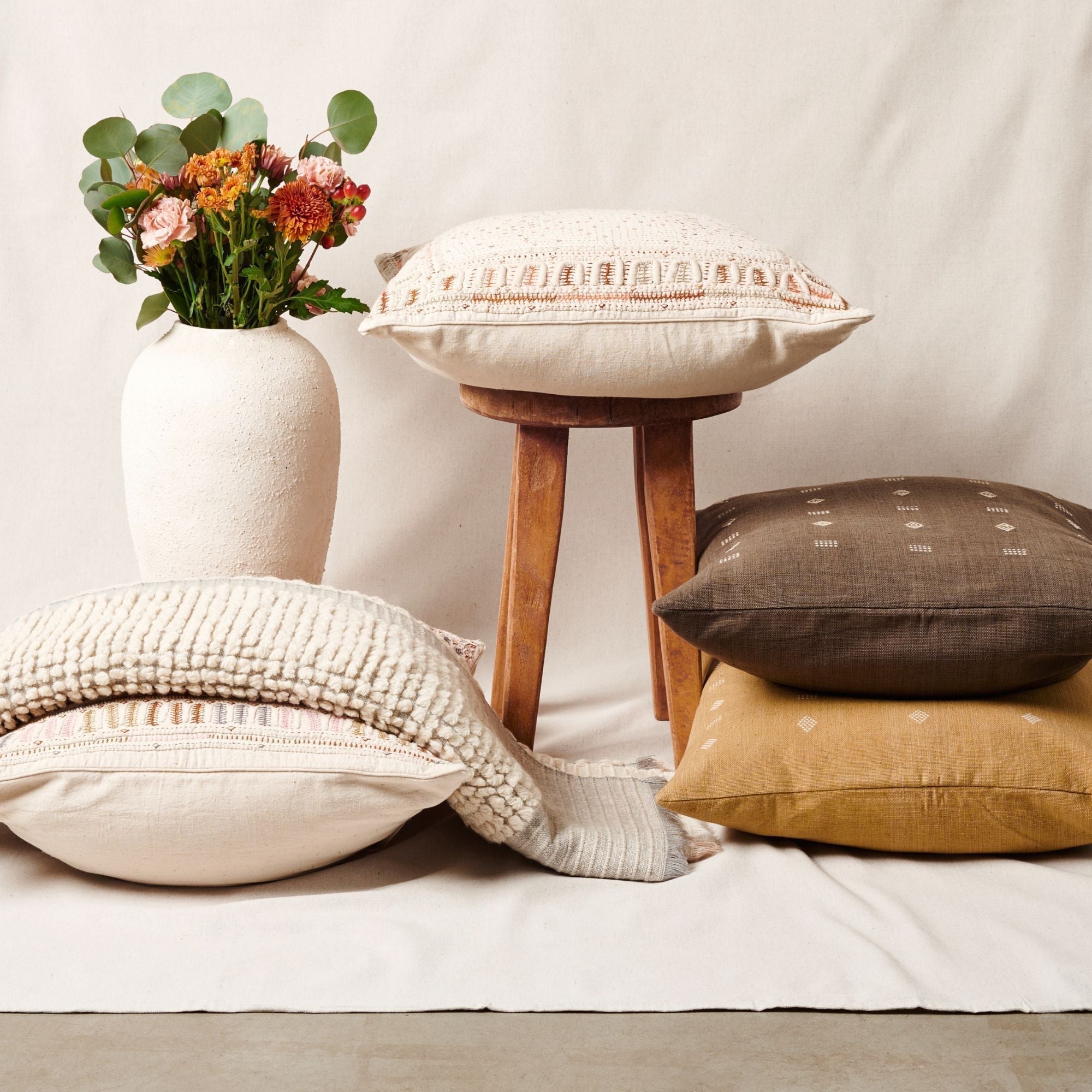 Maze Handwoven Hand Embroidered Organic Cotton Pillow