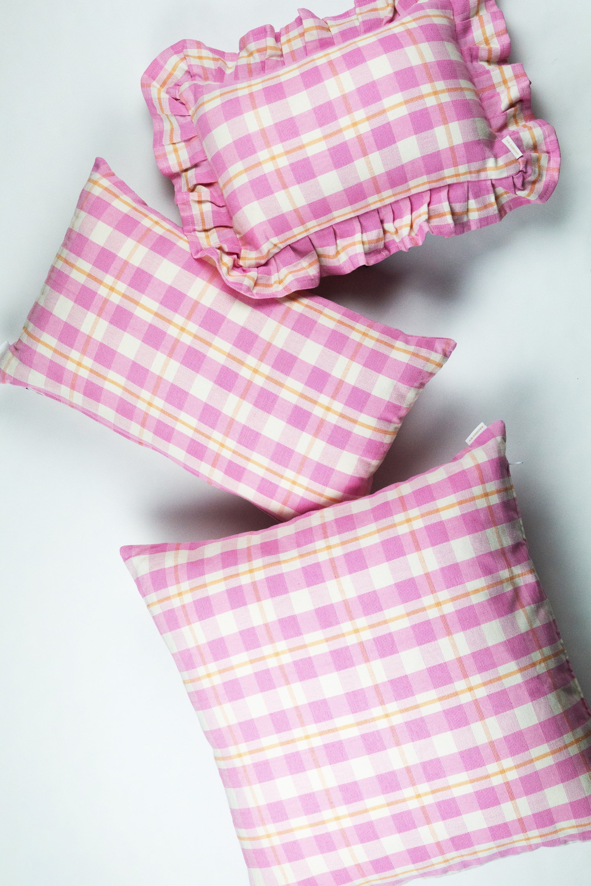 Archive NY Abigail Ruffle Plaid Pillow - Bubblegum