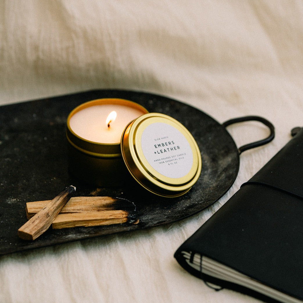 Embers & Leather Soy Wax Candle (Vetiver, Cedar & Patchouli)