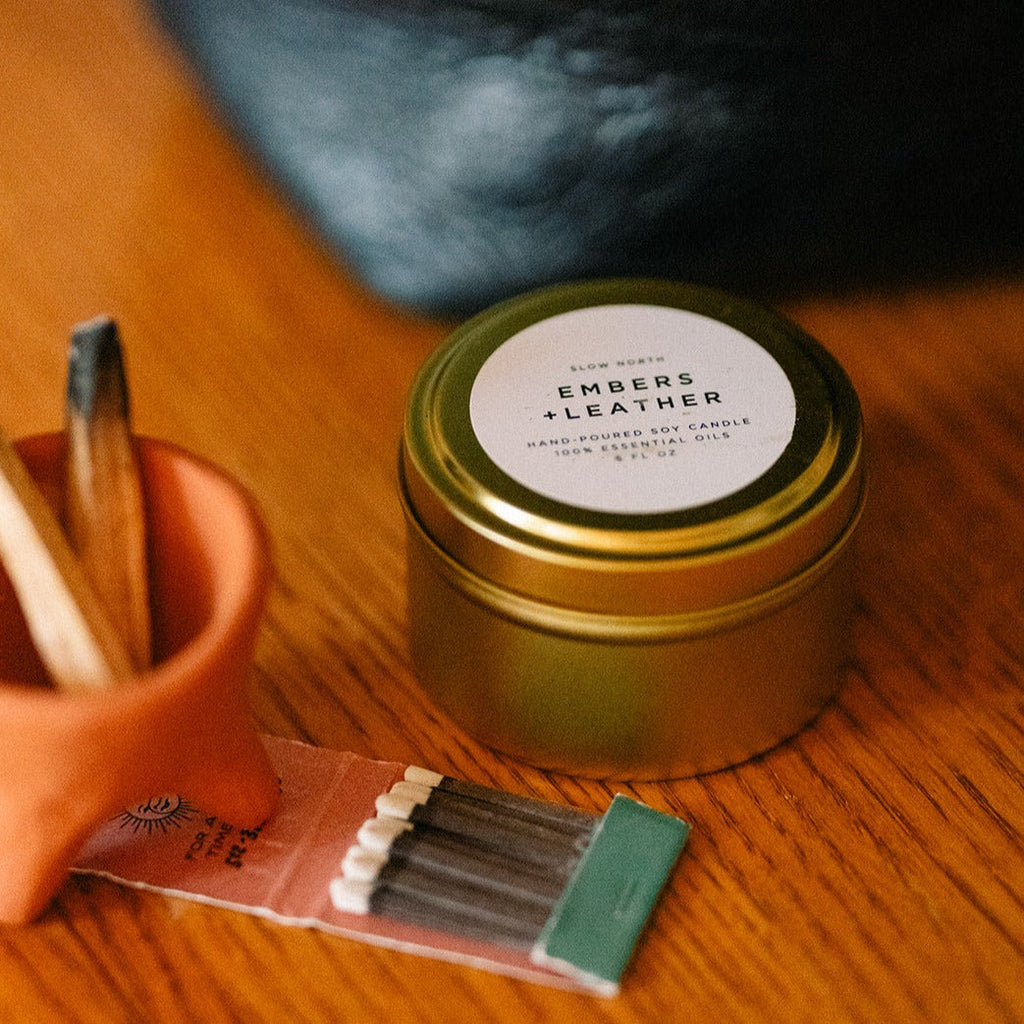 Embers & Leather Soy Wax Candle (Vetiver, Cedar & Patchouli)