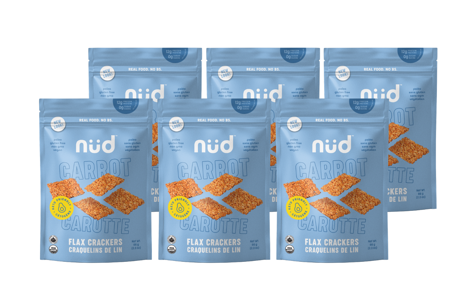 KETO Carrot Flax Crackers (6-Pack)