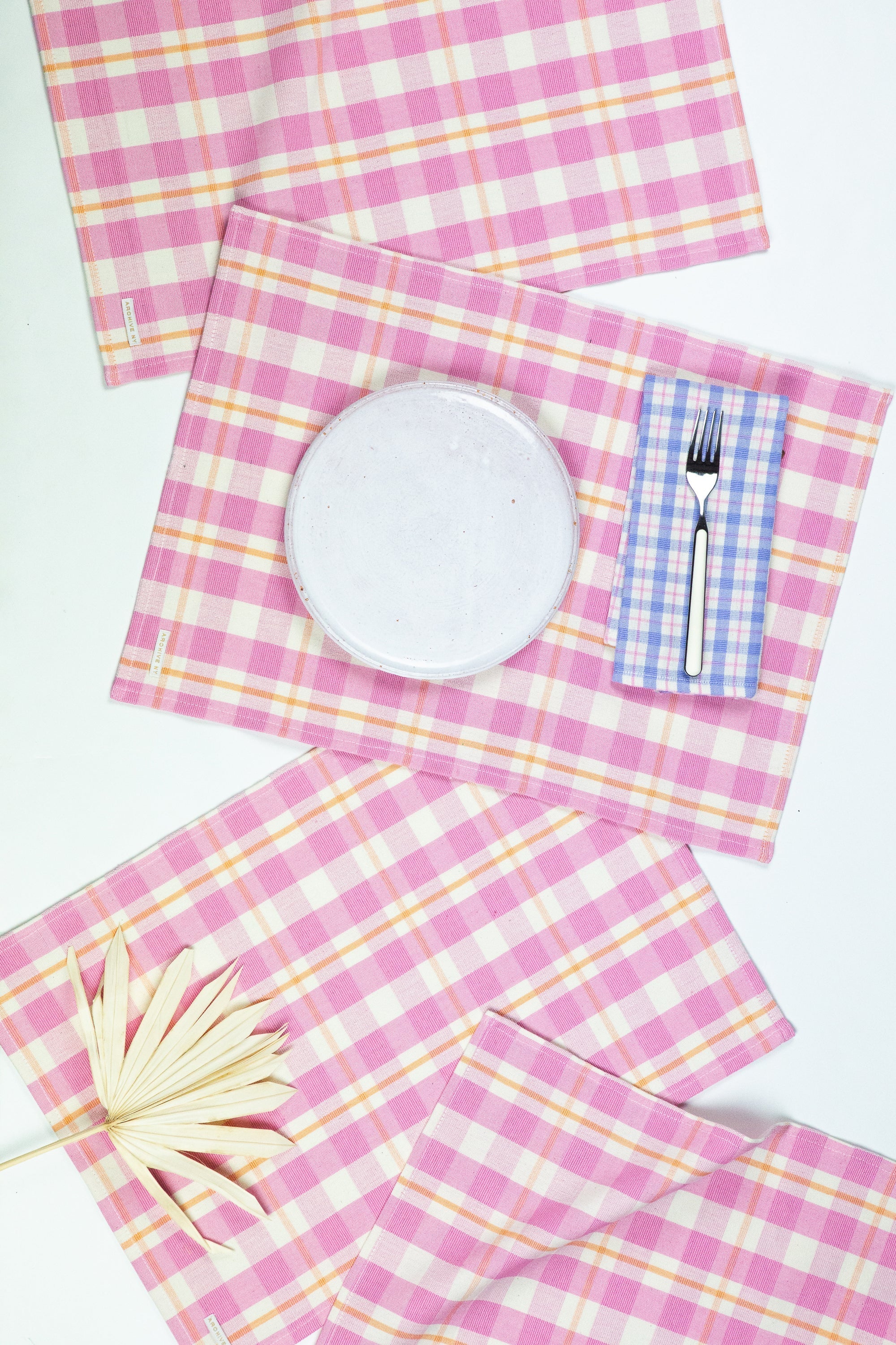 Archive NY Abigail Plaid Placemat - Bubblegum