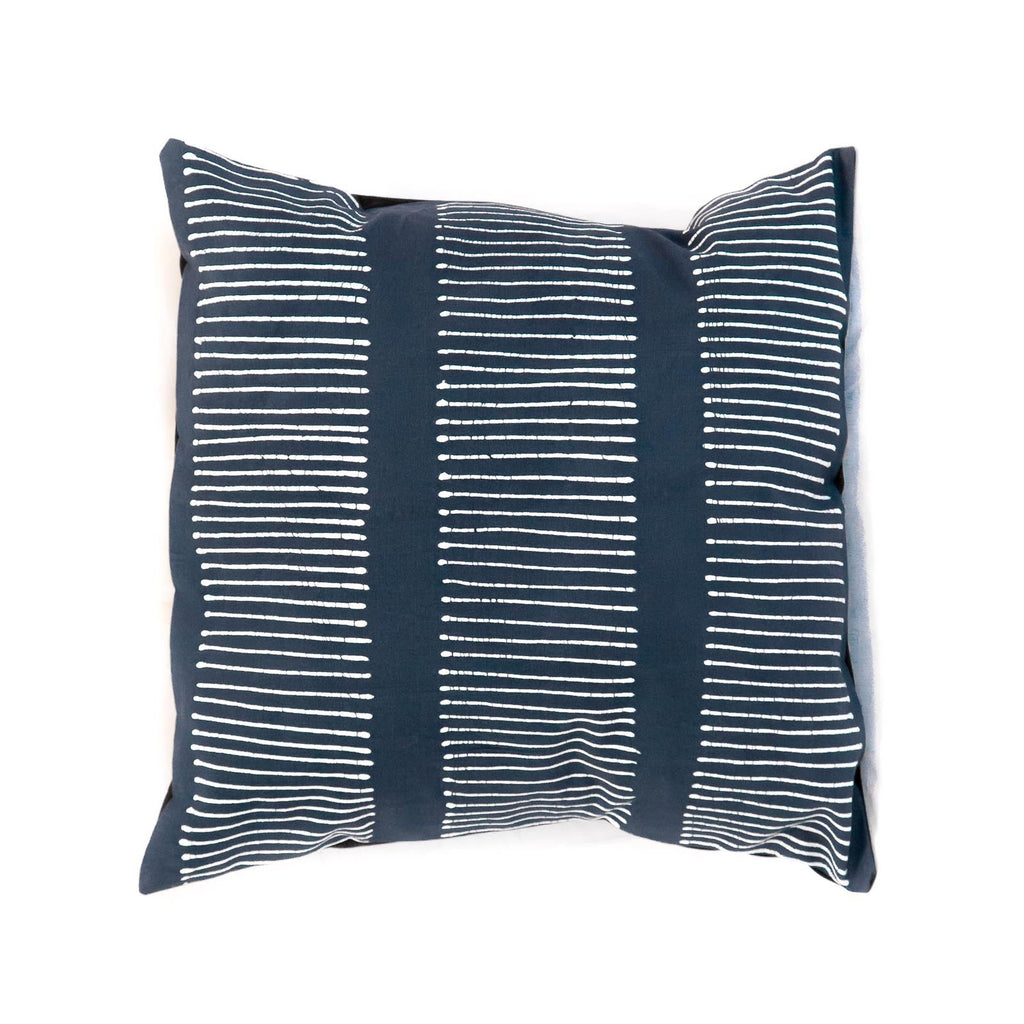 Tribal Cloth Indigo Lines Pillow Cover