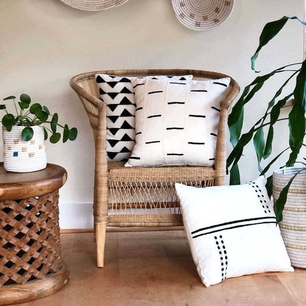 Sadza Dots & Lines Pillow Cover - White