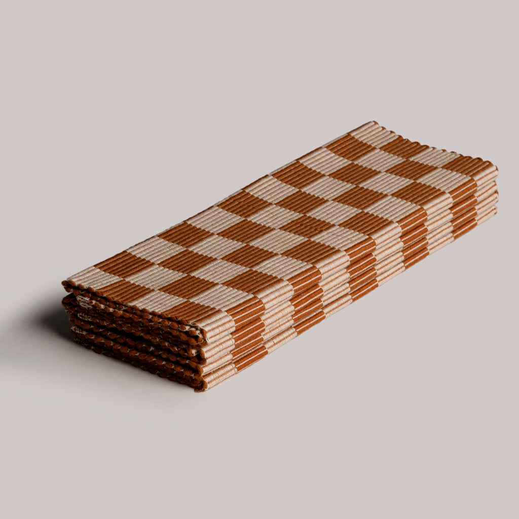 Handloomed Checkered Placemats - Brown