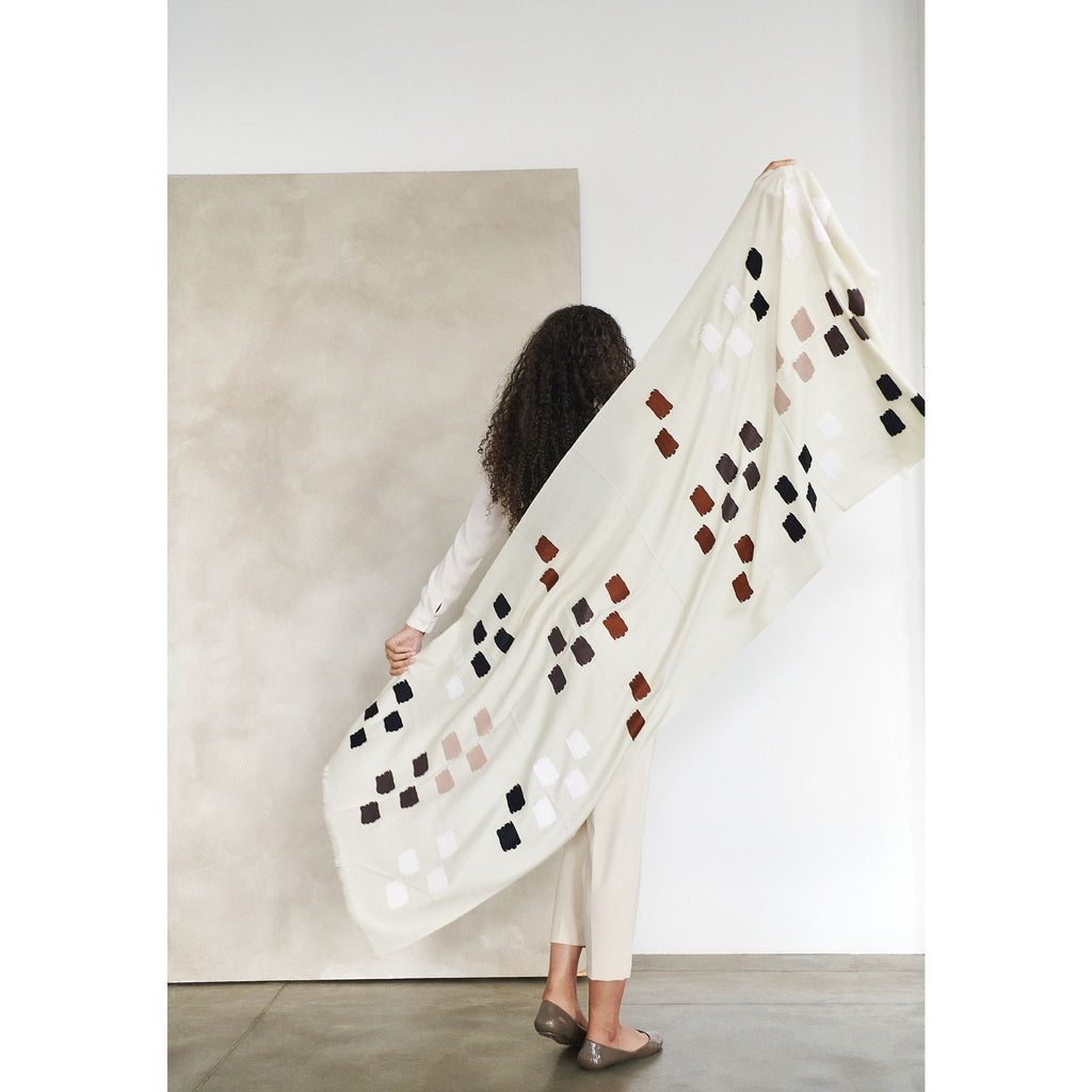 Dahlia Embroidered Hand Woven Modern Artisanal Scarf