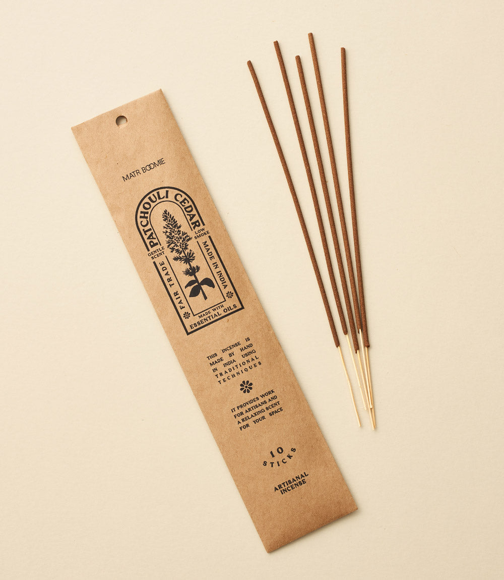 Patchouli Cedar Incense (10 sticks - Low smoke)
