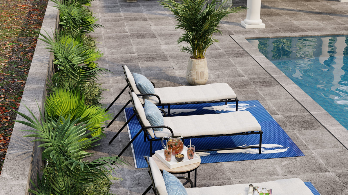 Four Lobster Blue & White Rug