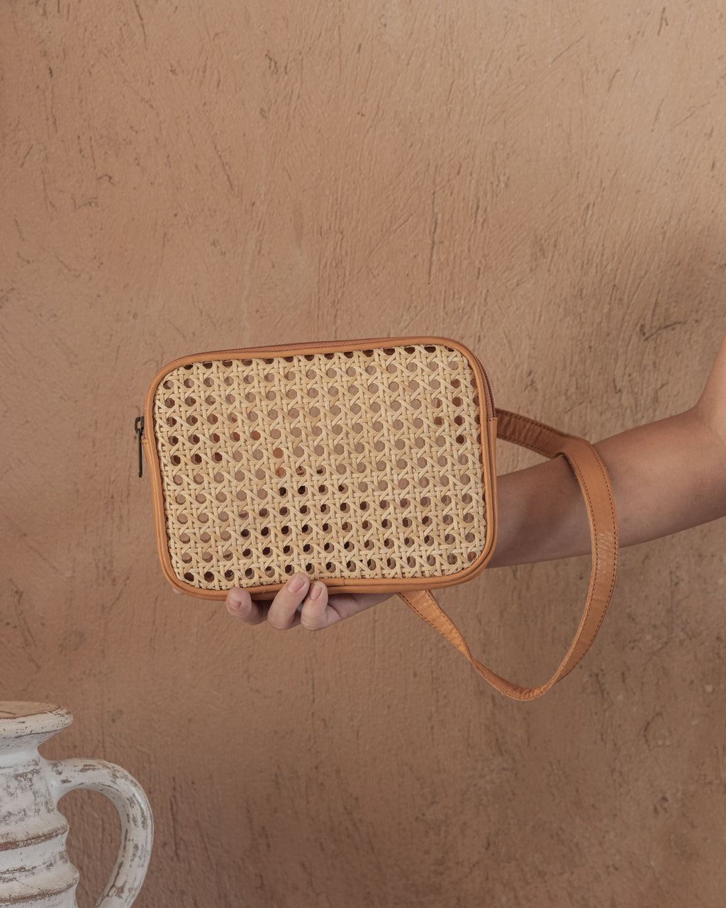 Vera Leather and Cane Belt Bag