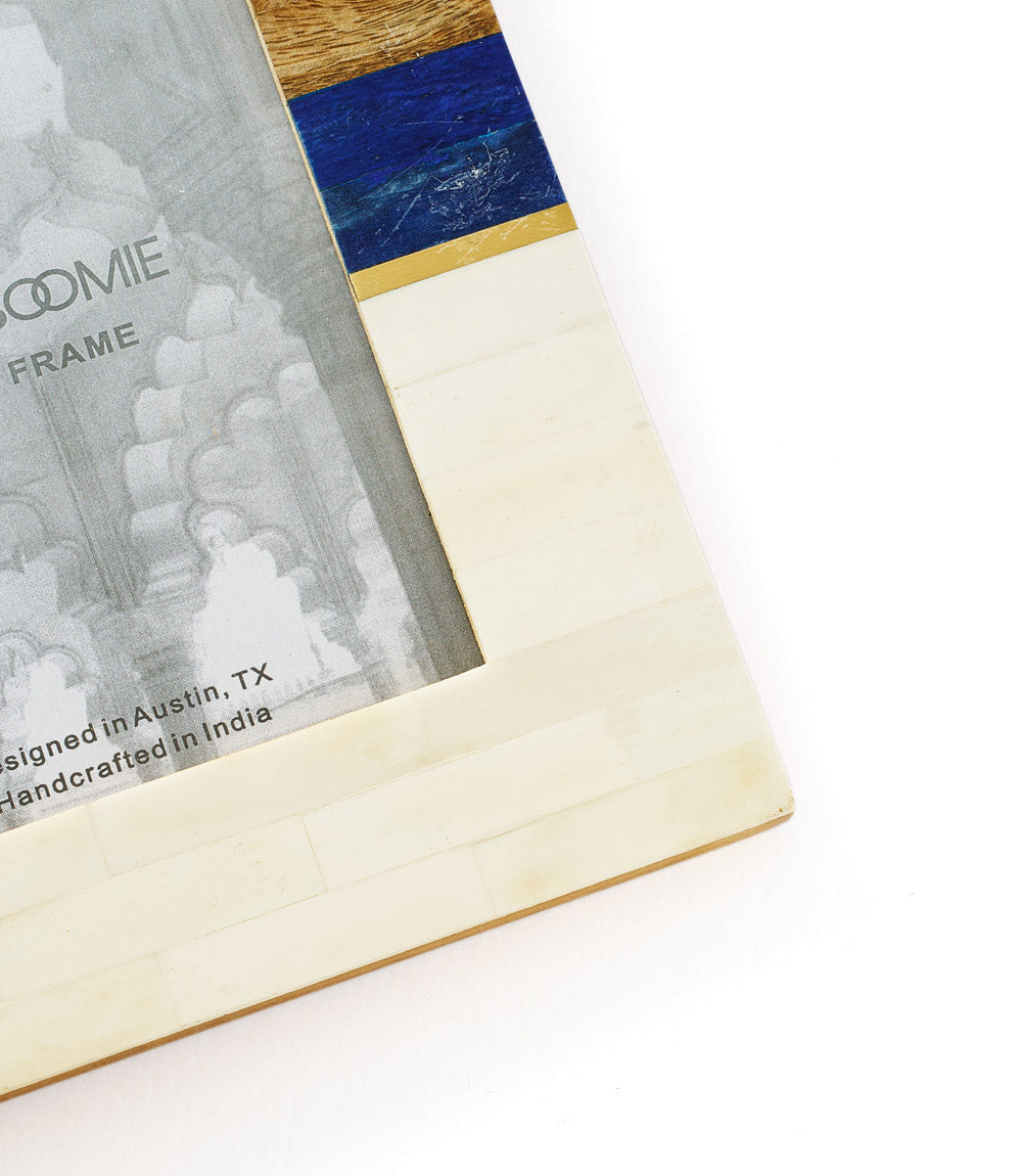 Kaveri Striped Picture Frame - Carved Bone & Wood (5x7)